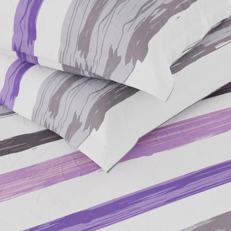 Buy Hyta Striped Bedsheet - Purple & Grey Bedsheets from Vaaree