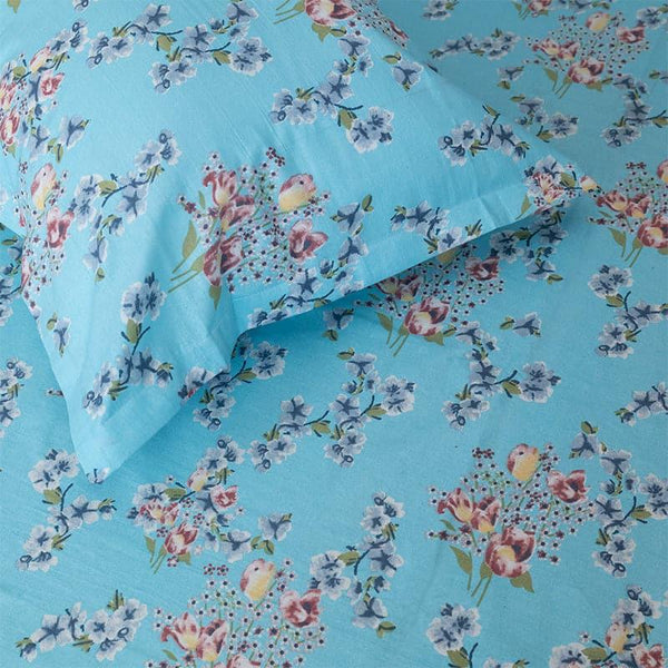 Buy Iktha Floral Bedsheet - Blue Bedsheets from Vaaree