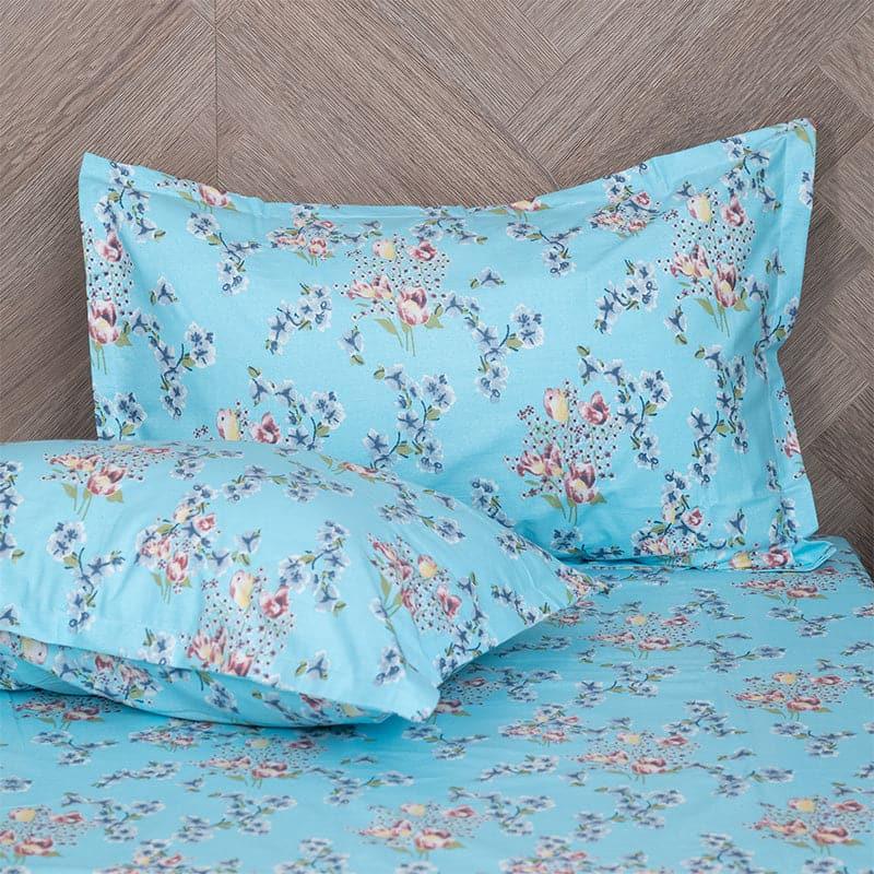 Bedsheets - Iktha Floral Bedsheet - Blue