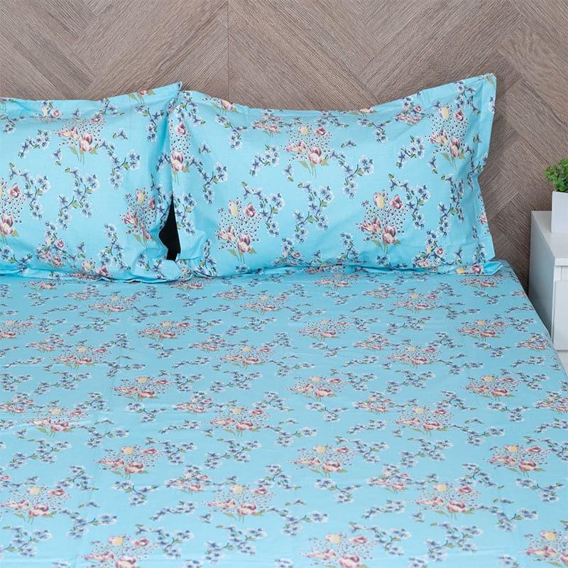 Bedsheets - Iktha Floral Bedsheet - Blue