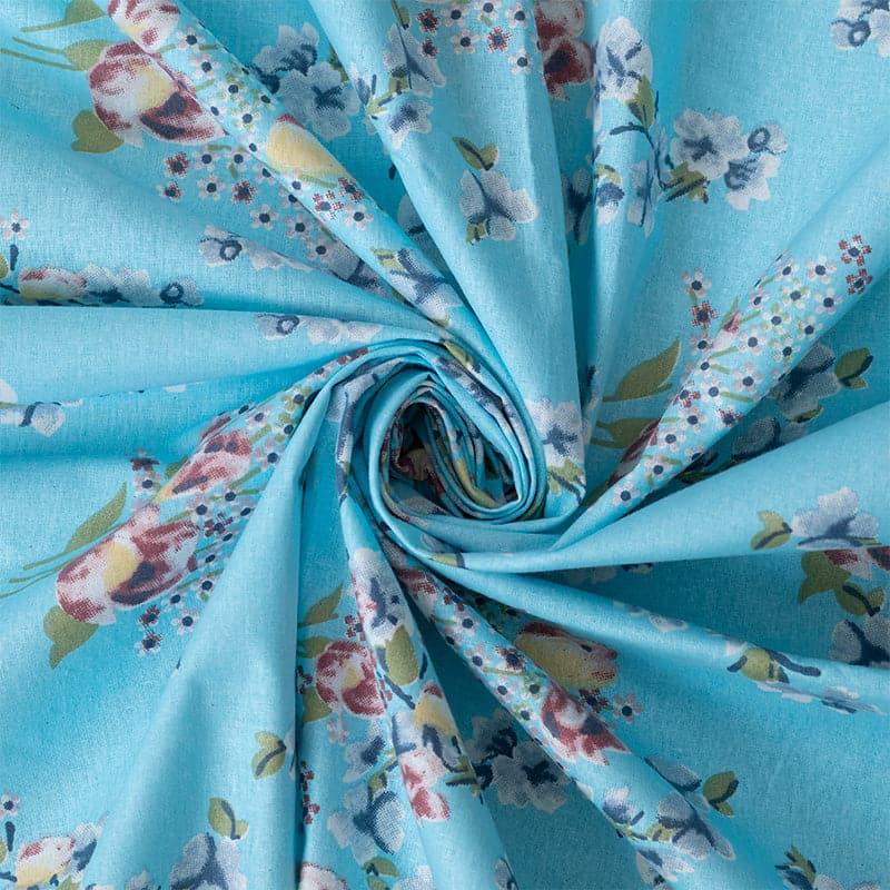 Bedsheets - Iktha Floral Bedsheet - Blue