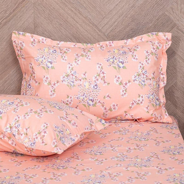 Bedsheets - Iktha Floral Bedsheet - Peach