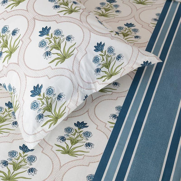 Buy Imara Flora Bedsheet - Blue Bedsheets from Vaaree