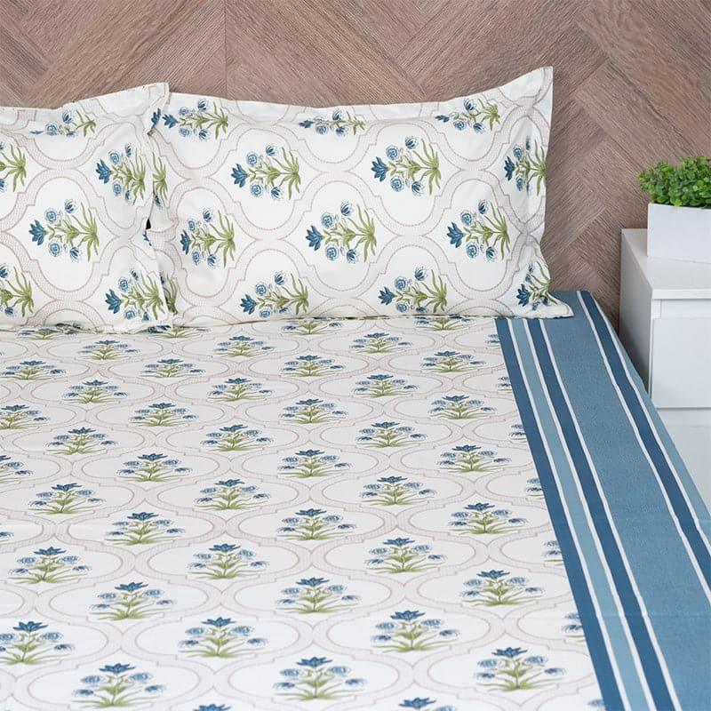 Buy Imara Flora Bedsheet - Blue Bedsheets from Vaaree