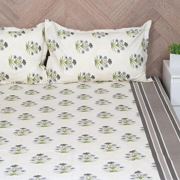 Buy Imara Flora Bedsheet - Grey Bedsheets from Vaaree