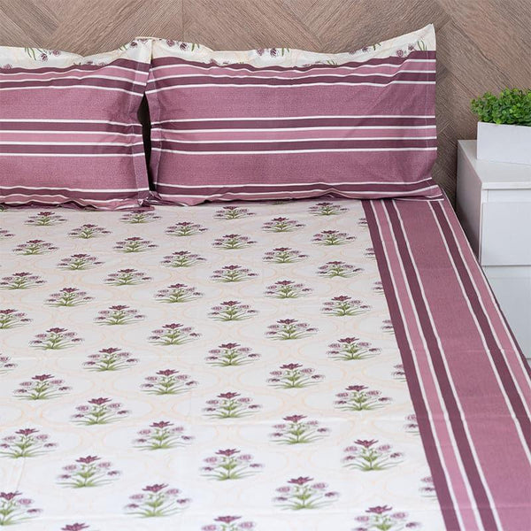 Buy Imara Flora Bedsheet - Purple Bedsheets from Vaaree