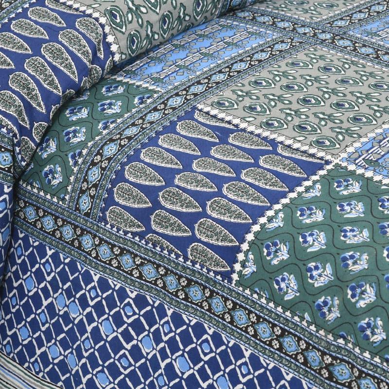 Buy Jarda Applique Print Bedsheet - Blue Bedsheets from Vaaree