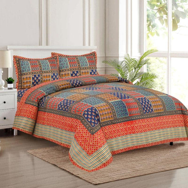Bedsheets - Jarda Applique Print Bedsheet - Multicolor