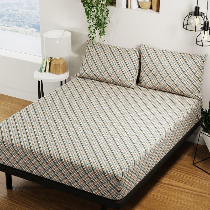 Buy Karime Grided Bedsheet - Green Bedsheets from Vaaree