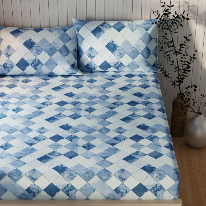 Bedsheets - Kathia Geometric Bedsheet - Blue