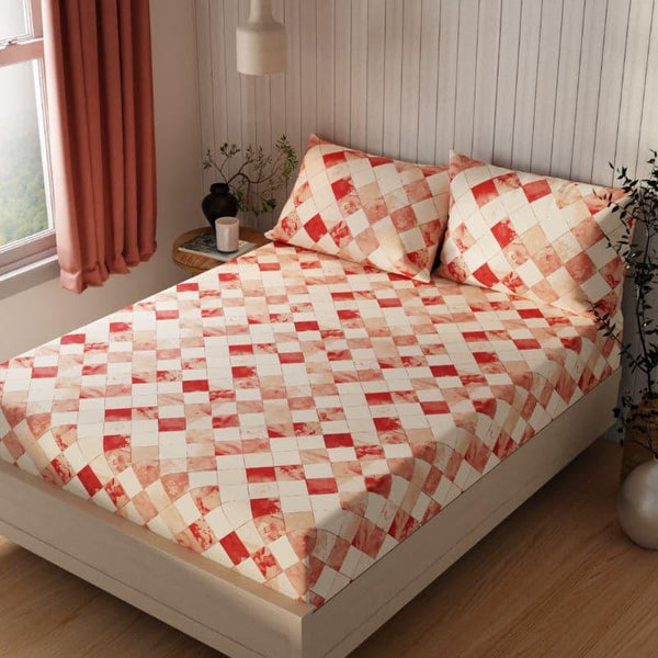 Bedsheets - Kathia Geometric Bedsheet - Orange