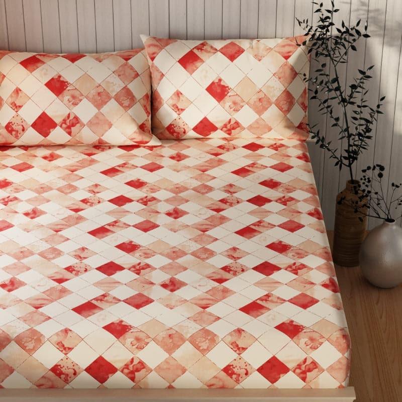 Bedsheets - Kathia Geometric Bedsheet - Orange