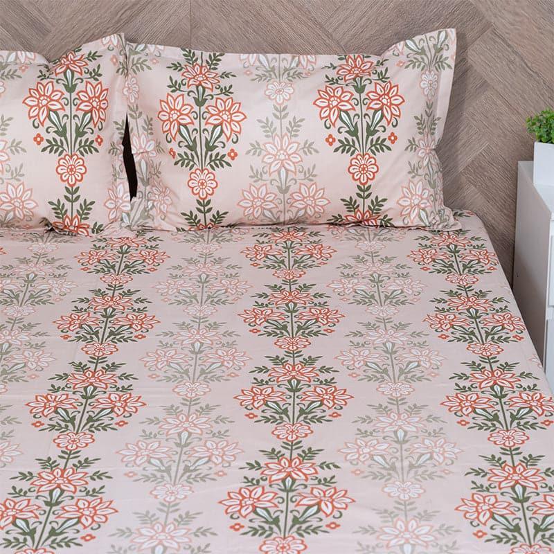 Bedsheets - Misha Floral Bedsheet - Orange