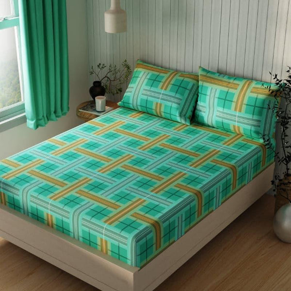 Buy Mistra Checkered Bedsheet - Green Bedsheets from Vaaree