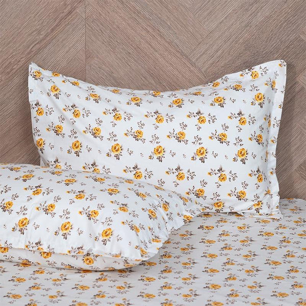 Bedsheets - Nicha Floral Bedsheet - Mustard