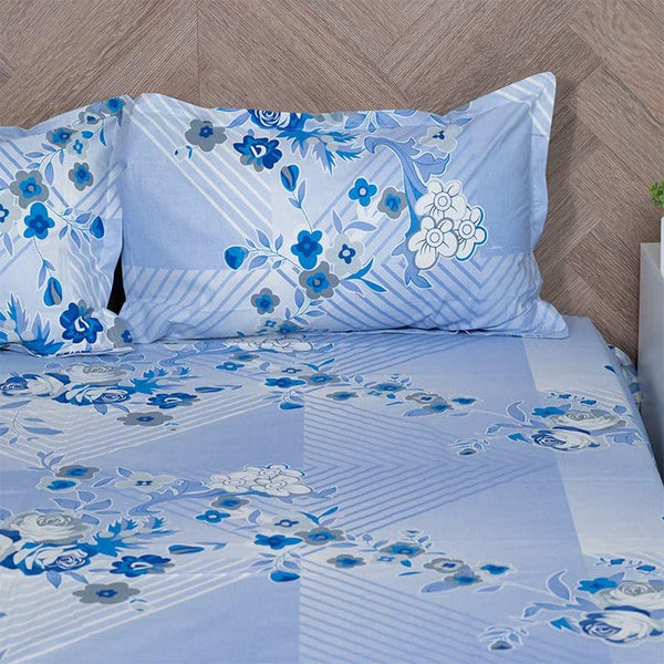 Bedsheets - Nidra Floral Bedsheet - Blue