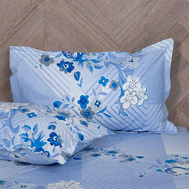 Bedsheets - Nidra Floral Bedsheet - Blue