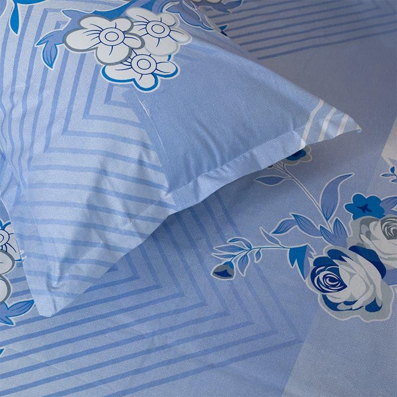 Bedsheets - Nidra Floral Bedsheet - Blue