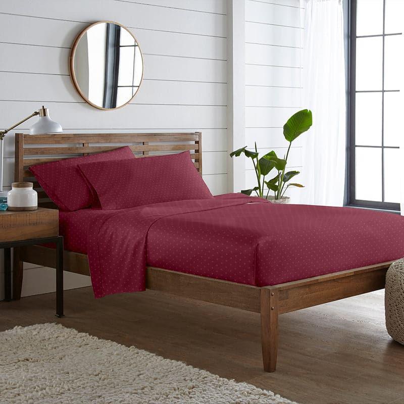 Buy Numa Swiss Dot Bedsheet - Maroon Bedsheets from Vaaree