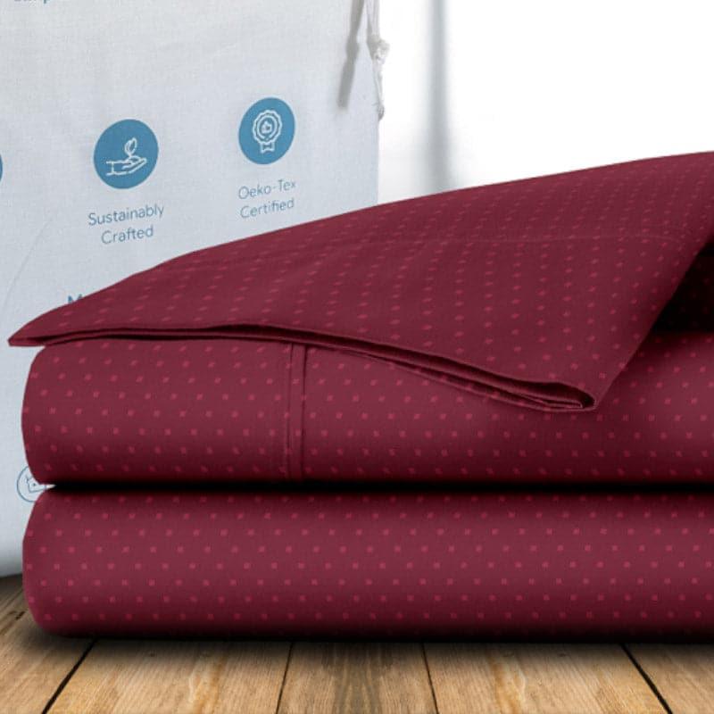 Buy Numa Swiss Dot Bedsheet - Maroon Bedsheets from Vaaree