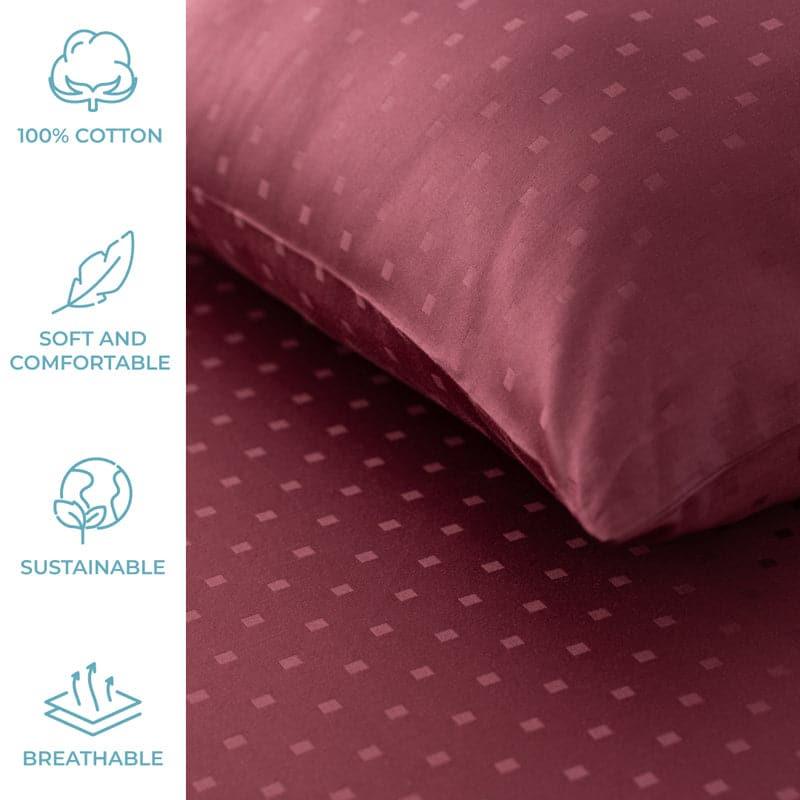 Buy Numa Swiss Dot Bedsheet - Maroon Bedsheets from Vaaree