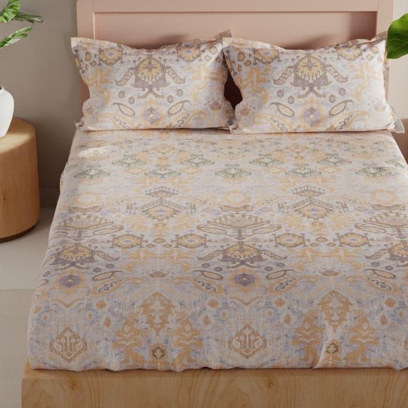 Bedsheets - Ovaka Floral Bedsheet - Beige