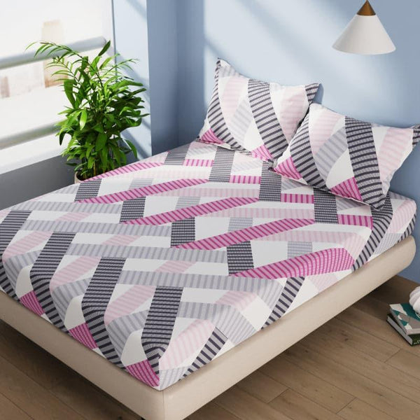 Buy Bedsheet - Pordo Striped Bedsheet - Pink at Vaaree online