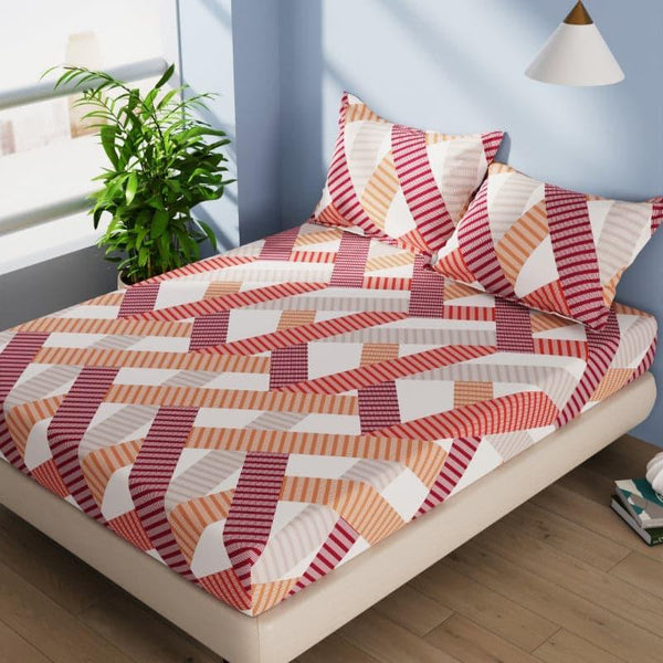 Buy Pordo Striped Bedsheet - Rust Bedsheets from Vaaree