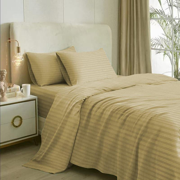 Buy Romer Stripe Bedsheet - Beige Bedsheets from Vaaree