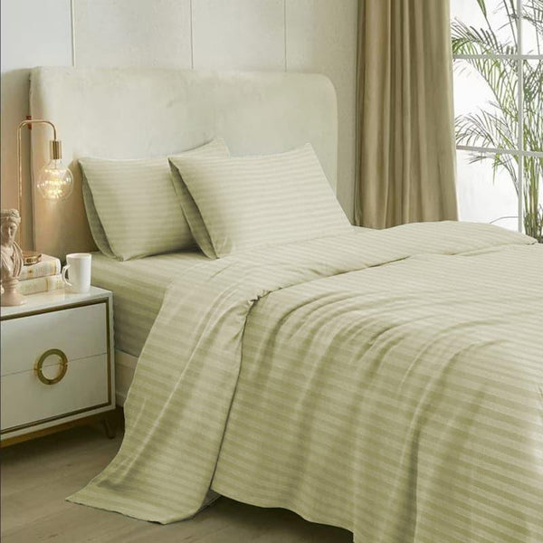 Buy Romer Stripe Bedsheet - Buff Bedsheets from Vaaree