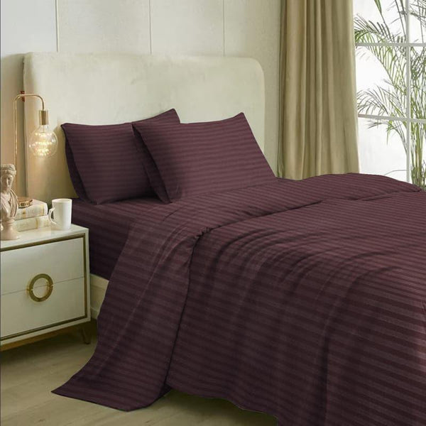 Bedsheets - Romer Stripe Bedsheet - Plum