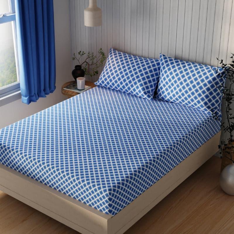 Buy Rovaz Checkered Bedsheet - Blue Bedsheets from Vaaree