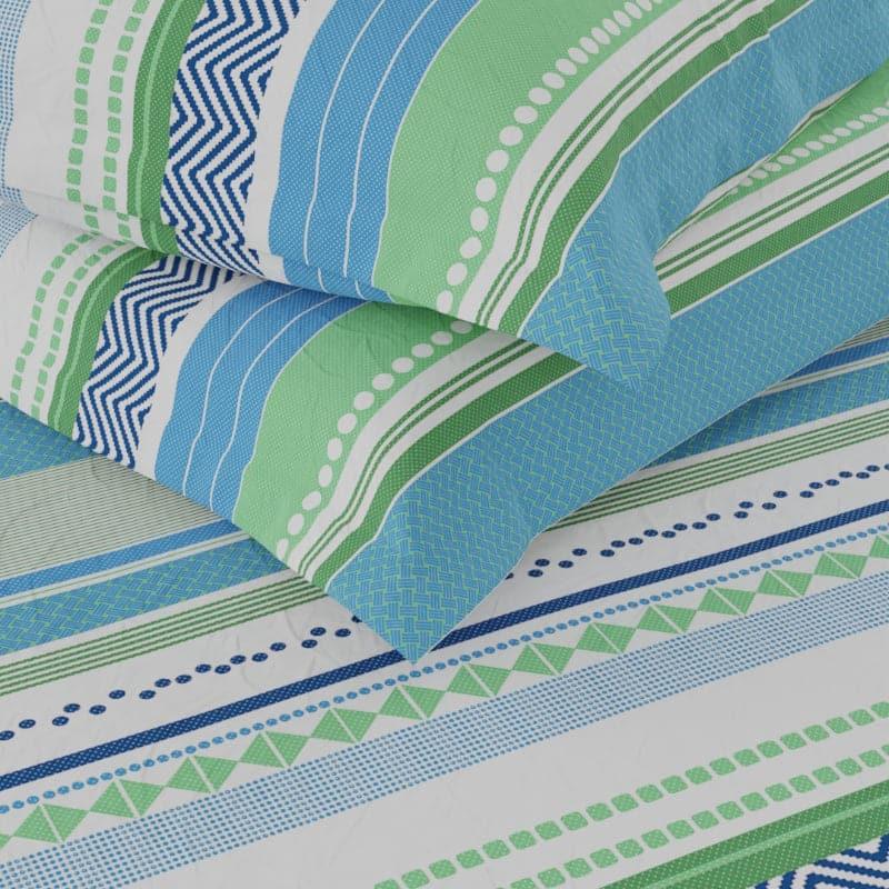 Bedsheets - Salega Striped Bedsheet - Blue & Green