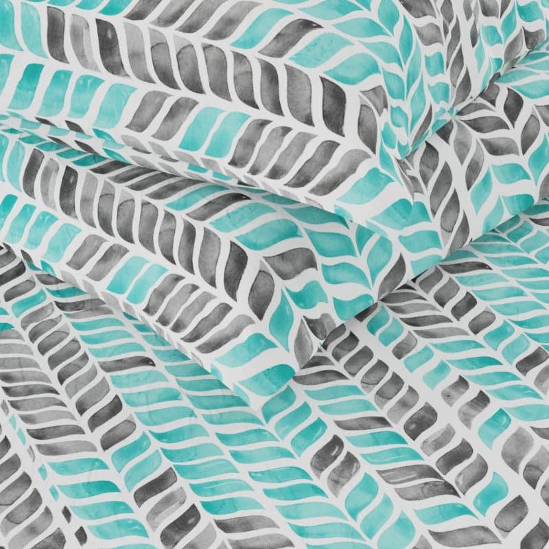 Buy Shyna Striped Bedsheet - Aqua & Grey Bedsheets from Vaaree