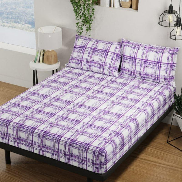 Buy Stellara Striped Bedsheet - Violet Bedsheets from Vaaree