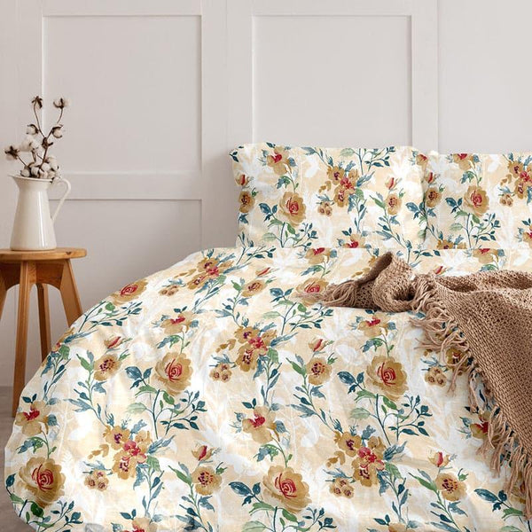 Bedsheets - Surva Camellias Flora Bedsheet - Peach