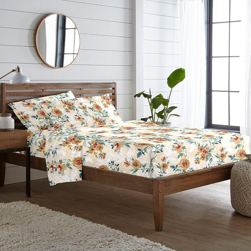 Buy Surva Camellias Flora Bedsheet - Peach Bedsheets from Vaaree