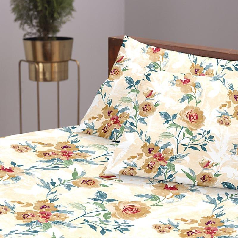 Buy Surva Camellias Flora Bedsheet - Peach Bedsheets from Vaaree