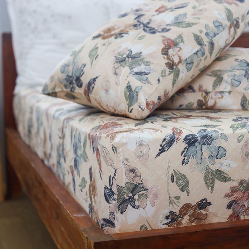 Buy Bedsheet - Teva Vintage Flora Bedsheet - Biege at Vaaree online