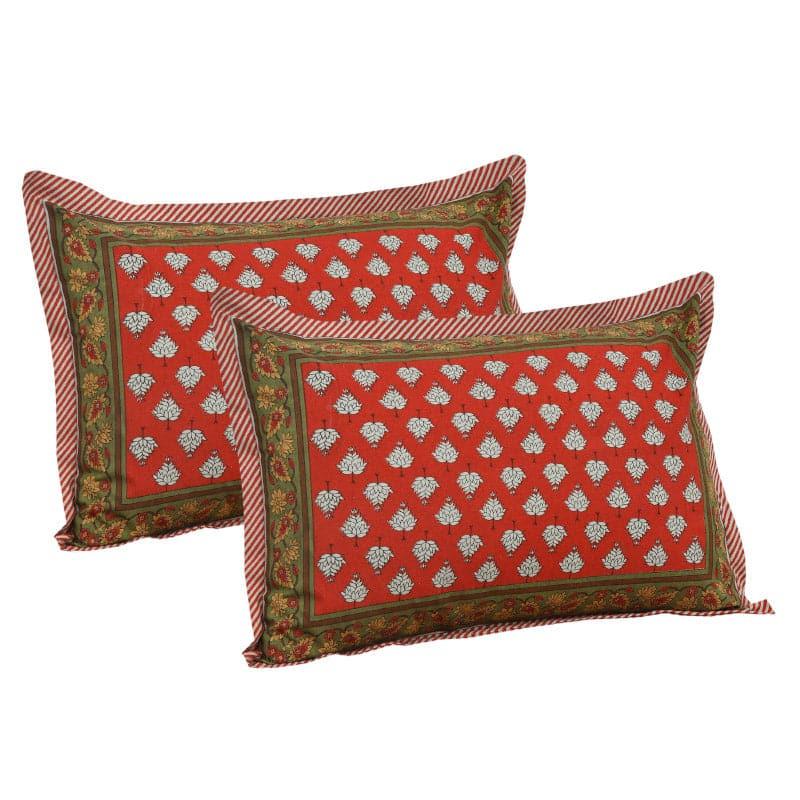 Buy Trivona Regal Ethnic Bedsheet - Red & Dark Green Bedsheets from Vaaree