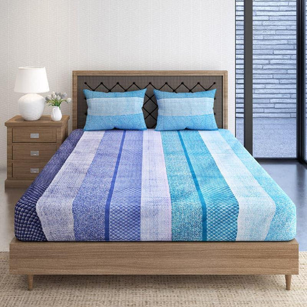 Bedsheets - Yela Pastel Stripe Bedsheet - Blue