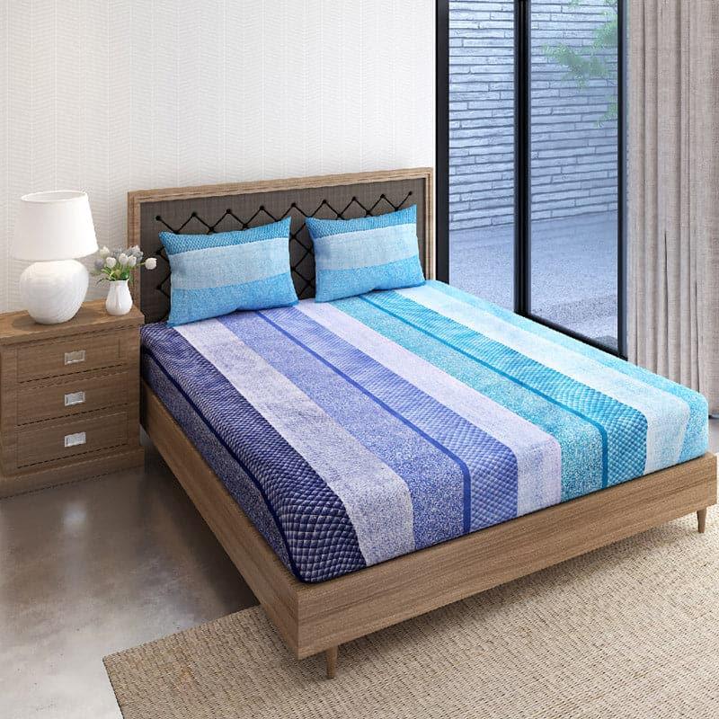 Buy Yela Pastel Stripe Bedsheet - Blue Bedsheets from Vaaree