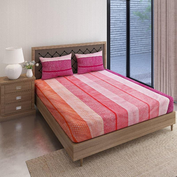 Bedsheets - Yela Pastel Stripe Bedsheet - Pink