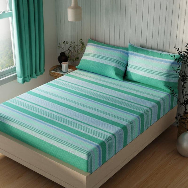 Buy Yovono Striped Bedsheet -Green Bedsheets from Vaaree