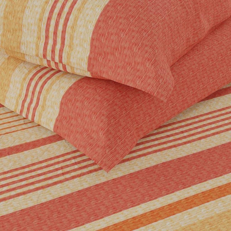 Buy Yovono Striped Bedsheet - Orange Bedsheets from Vaaree