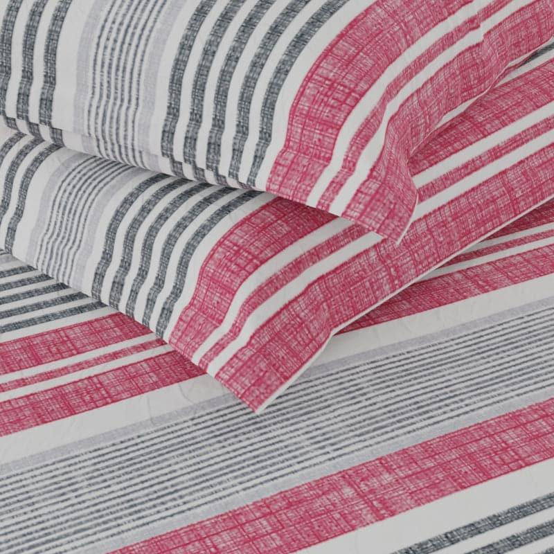 Buy Yovono Striped Bedsheet - Pink & Grey Bedsheets from Vaaree