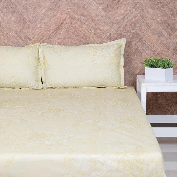 Bedsheets - Aaavar Printed Reversible Bedsheet - Beige & White