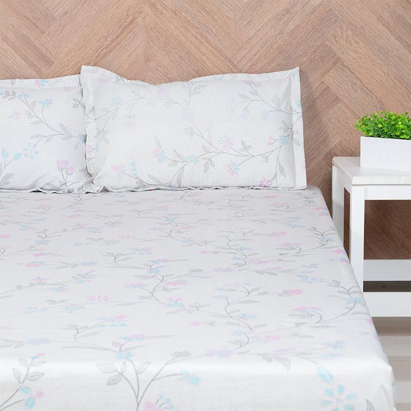 Bedsheets - Aaavar Printed Reversible Bedsheet - Beige & White