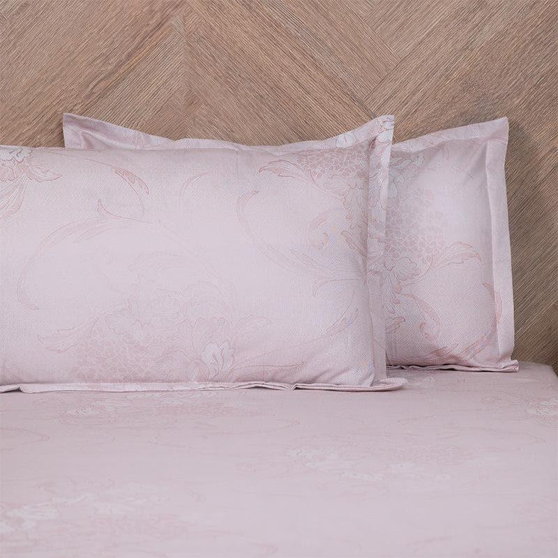 Bedsheets - Aaavar Printed Reversible Bedsheet - Pink & White