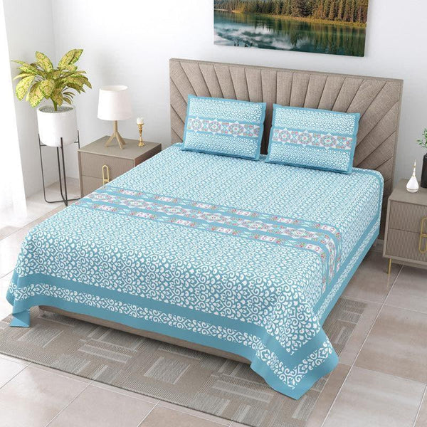 Buy Bedsheets - Aamintri Ethnic Bedsheet - Blue at Vaaree online